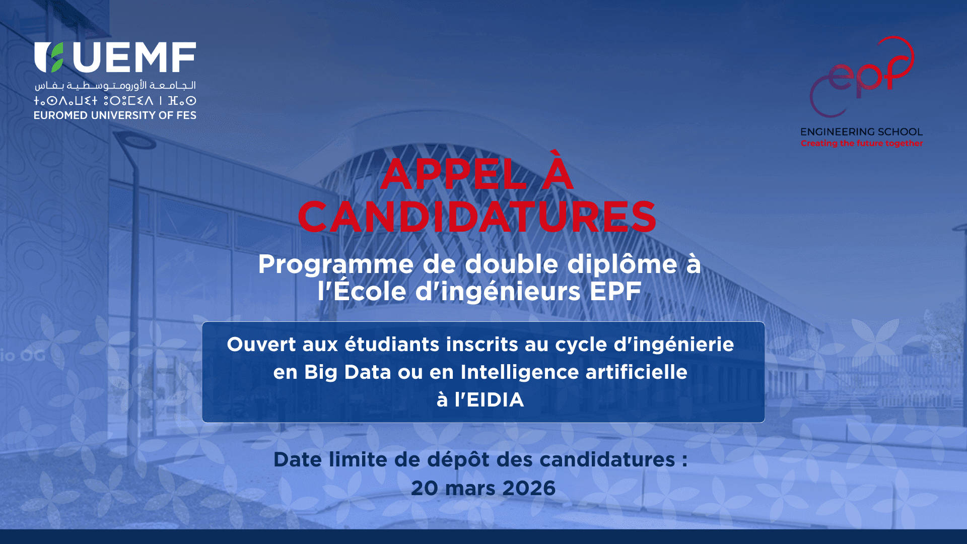 [Appel à candidatures] Programme de double diplôme à l'École d'ingénieurs EPF
