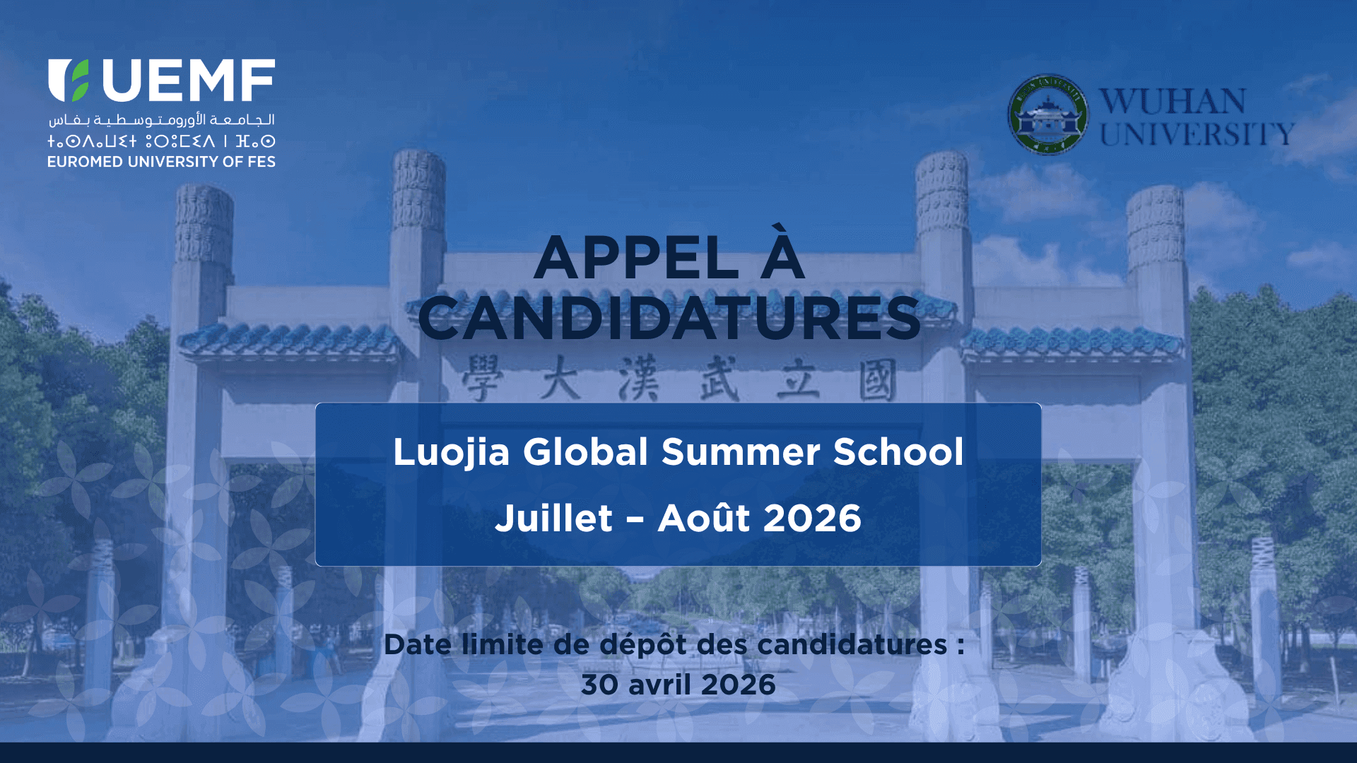 [Summer School] Appel à candidature : Luojia Global Summer School 2026 